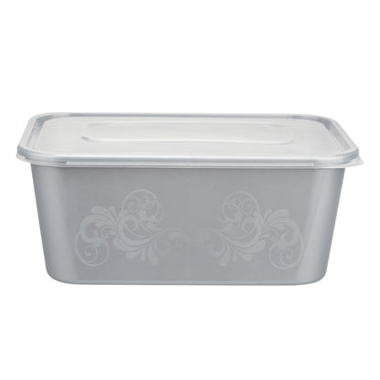 Futura 37 oz Silver Plastic Take Out Container - with Clear Lid, Microwavable, Inserts Available - 6 3/4" x 4 1/2" x 2 3/4" - 100 count box