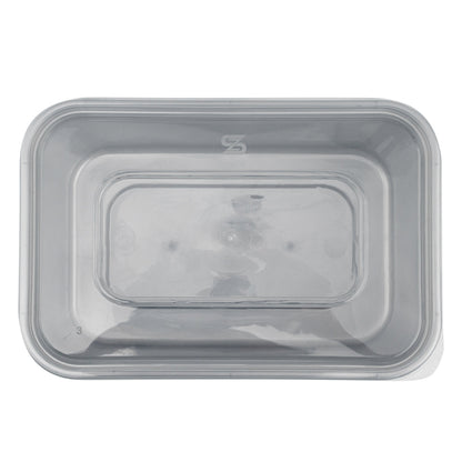 Futura 37 oz Silver Plastic Take Out Container - with Clear Lid, Microwavable, Inserts Available - 6 3/4" x 4 1/2" x 2 3/4" - 100 count box