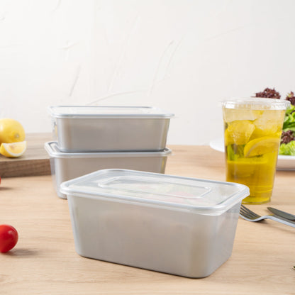Futura 37 oz Silver Plastic Take Out Container - with Clear Lid, Microwavable, Inserts Available - 6 3/4" x 4 1/2" x 2 3/4" - 100 count box