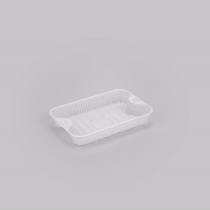 Futura 10 oz White Plastic Insert Tray - 1-Compartment, Fits 32 and 37 oz Containers, Microwavable - 6 1/2" x 4 1/4" x 1" - 100 count box