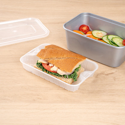 Futura 10 oz White Plastic Insert Tray - 1-Compartment, Fits 32 and 37 oz Containers, Microwavable - 6 1/2" x 4 1/4" x 1" - 100 count box