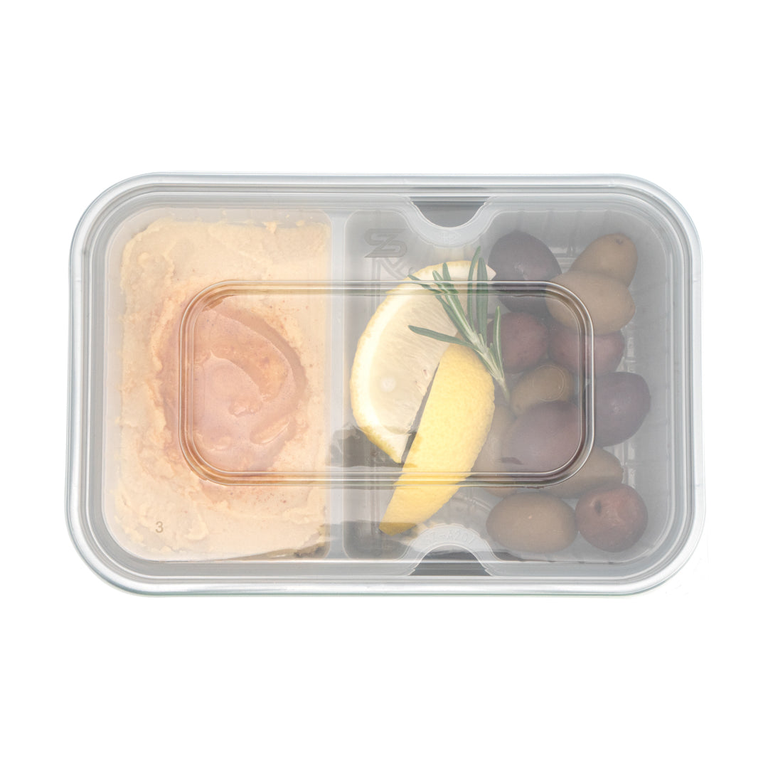 Futura 10 oz White Plastic Wide 2-Compartment Insert Tray - Fits 32 and 37 oz Containers, Microwavable - 100 count box