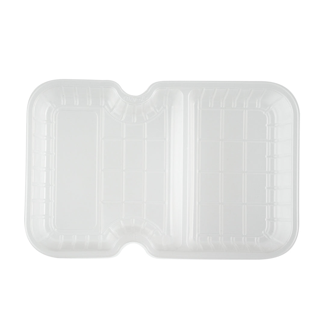 Futura 10 oz White Plastic Wide 2-Compartment Insert Tray - Fits 32 and 37 oz Containers, Microwavable - 100 count box