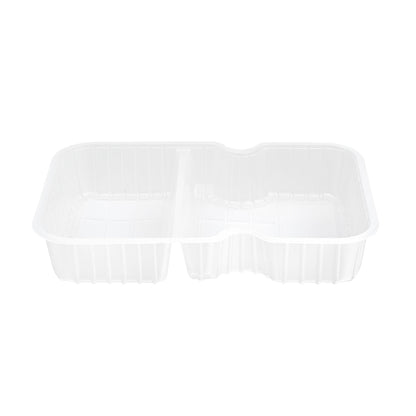 Futura 10 oz White Plastic Wide 2-Compartment Insert Tray - Fits 32 and 37 oz Containers, Microwavable - 100 count box