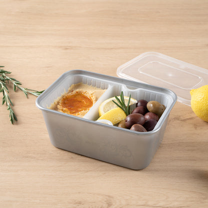 Futura 10 oz White Plastic Wide 2-Compartment Insert Tray - Fits 32 and 37 oz Containers, Microwavable - 100 count box