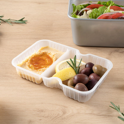 Futura 10 oz White Plastic Wide 2-Compartment Insert Tray - Fits 32 and 37 oz Containers, Microwavable - 100 count box