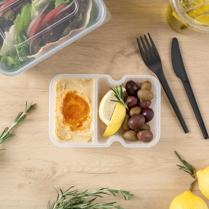 Futura 10 oz White Plastic Wide 2-Compartment Insert Tray - Fits 32 and 37 oz Containers, Microwavable - 100 count box