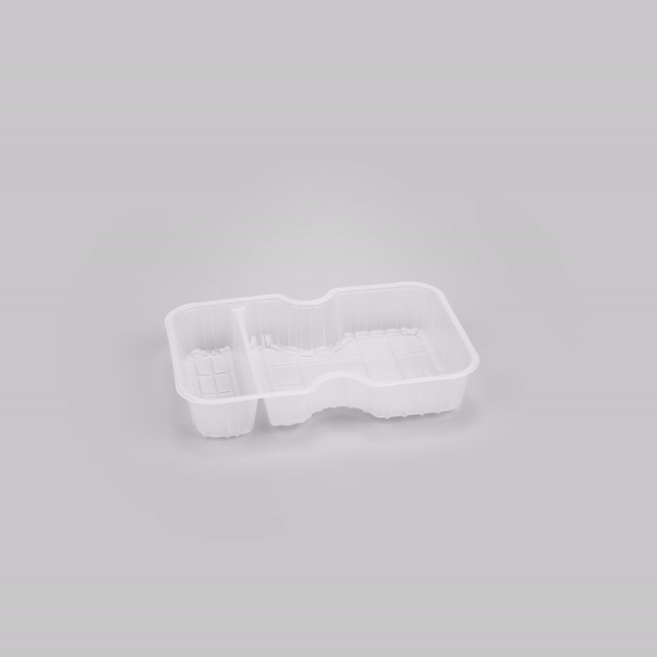 Futura 10 oz White Plastic Narrow 2-Compartment Insert Tray - Fits 32 and 37 oz Containers, Microwavable - 100 count box