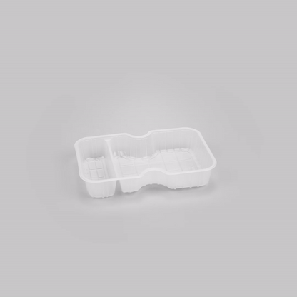 Futura 10 oz White Plastic Narrow 2-Compartment Insert Tray - Fits 32 and 37 oz Containers, Microwavable - 100 count box