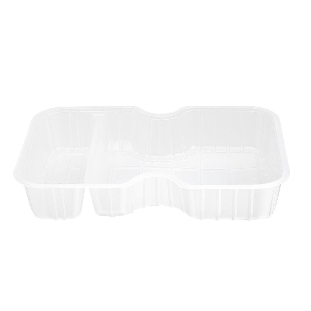 Futura 10 oz White Plastic Narrow 2-Compartment Insert Tray - Fits 32 and 37 oz Containers, Microwavable - 100 count box