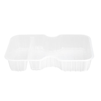Futura 10 oz White Plastic Narrow 2-Compartment Insert Tray - Fits 32 and 37 oz Containers, Microwavable - 100 count box