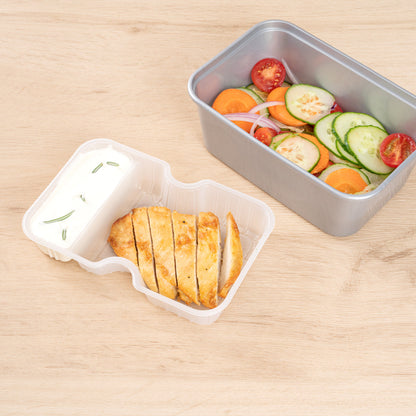 Futura 10 oz White Plastic Narrow 2-Compartment Insert Tray - Fits 32 and 37 oz Containers, Microwavable - 100 count box