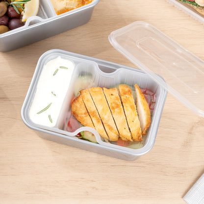 Futura 10 oz White Plastic Narrow 2-Compartment Insert Tray - Fits 32 and 37 oz Containers, Microwavable - 100 count box