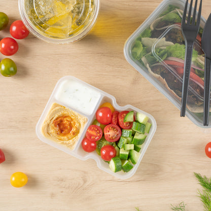Futura 10 oz White Plastic 3-Compartment Insert Tray - Fits 32 and 37 oz Containers, Microwavable - 100 count box