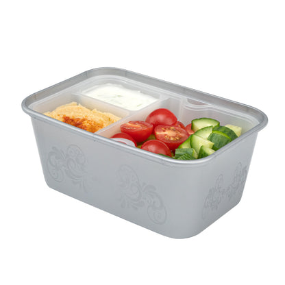 Futura 10 oz White Plastic 3-Compartment Insert Tray - Fits 32 and 37 oz Containers, Microwavable - 100 count box