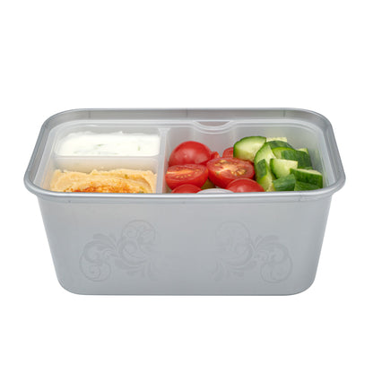 Futura 10 oz White Plastic 3-Compartment Insert Tray - Fits 32 and 37 oz Containers, Microwavable - 100 count box