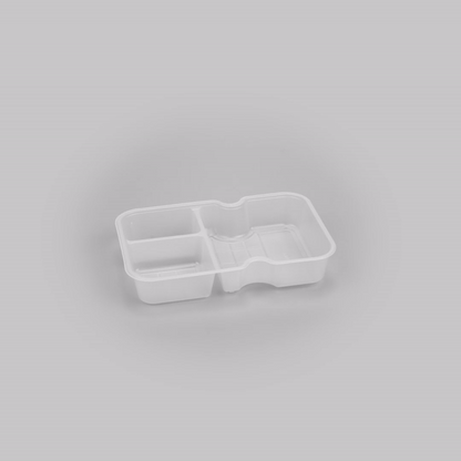 Futura 10 oz White Plastic 3-Compartment Insert Tray - Fits 32 and 37 oz Containers, Microwavable - 100 count box