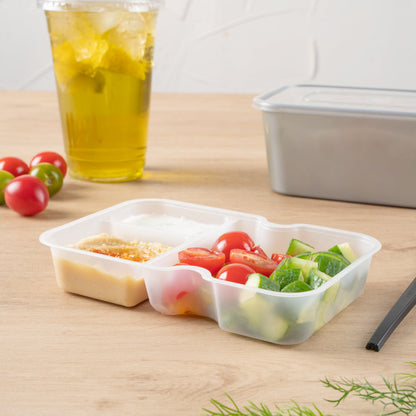 Futura 10 oz White Plastic 3-Compartment Insert Tray - Fits 32 and 37 oz Containers, Microwavable - 100 count box