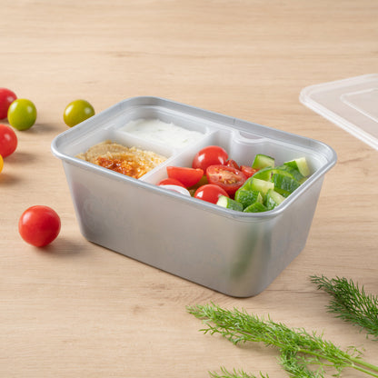 Futura 10 oz White Plastic 3-Compartment Insert Tray - Fits 32 and 37 oz Containers, Microwavable - 100 count box