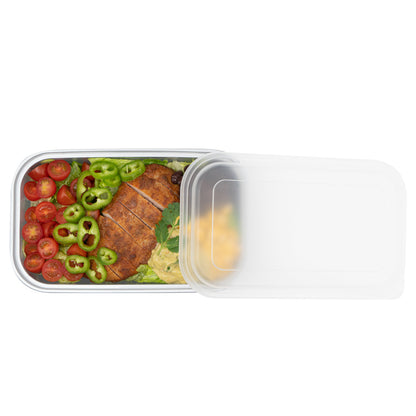 Futura 24 oz Silver Plastic Heavy Duty Container - with Frosted Lid, Microwavable, Inserts Available - 8 1/4" x 5" x 2 1/4" - 100 count box