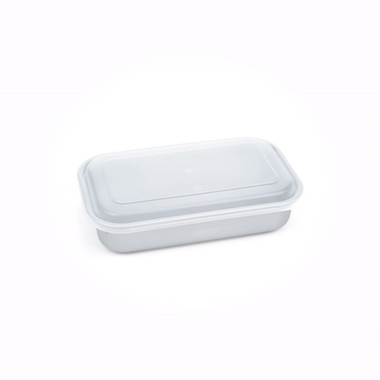 Futura 24 oz Silver Plastic Heavy Duty Container - with Frosted Lid, Microwavable, Inserts Available - 8 1/4" x 5" x 2 1/4" - 100 count box