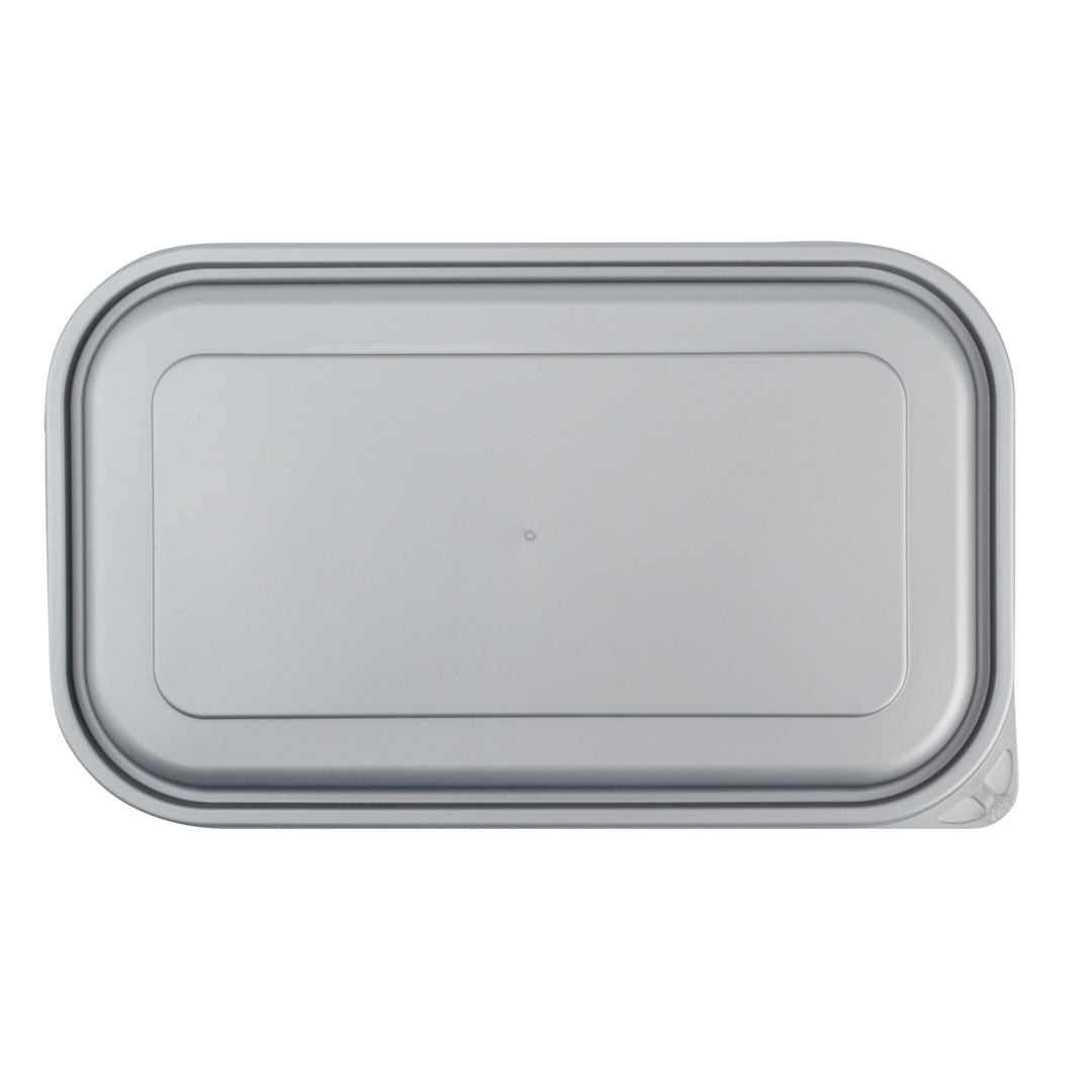 Futura 24 oz Silver Plastic Heavy Duty Container - with Frosted Lid, Microwavable, Inserts Available - 8 1/4" x 5" x 2 1/4" - 100 count box