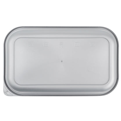 Futura 24 oz Silver Plastic Heavy Duty Container - with Frosted Lid, Microwavable, Inserts Available - 8 1/4" x 5" x 2 1/4" - 100 count box