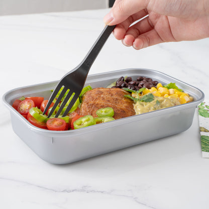 Futura 24 oz Silver Plastic Heavy Duty Container - with Frosted Lid, Microwavable, Inserts Available - 8 1/4" x 5" x 2 1/4" - 100 count box