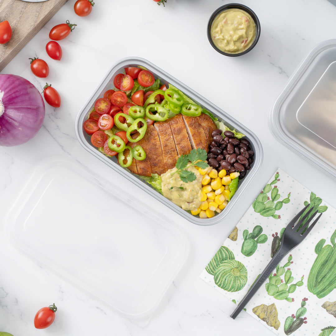 Futura 24 oz Silver Plastic Heavy Duty Container - with Frosted Lid, Microwavable, Inserts Available - 8 1/4" x 5" x 2 1/4" - 100 count box
