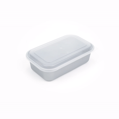 Futura 34 oz Silver Plastic Heavy Duty Container - with Frosted Lid, Microwavable, Inserts Available - 8 1/4" x 5" x 2 1/2" - 100 count box