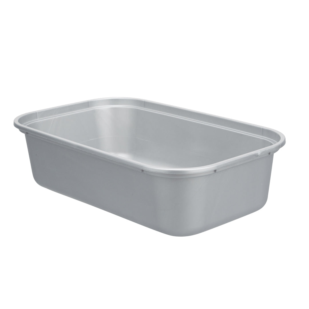 Futura 34 oz Silver Plastic Heavy Duty Container - with Frosted Lid, Microwavable, Inserts Available - 8 1/4" x 5" x 2 1/2" - 100 count box