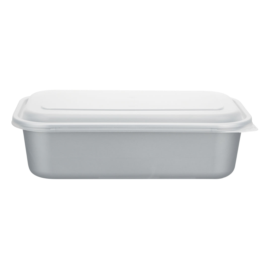 Futura 34 oz Silver Plastic Heavy Duty Container - with Frosted Lid, Microwavable, Inserts Available - 8 1/4" x 5" x 2 1/2" - 100 count box