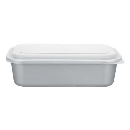 Futura 34 oz Silver Plastic Heavy Duty Container - with Frosted Lid, Microwavable, Inserts Available - 8 1/4" x 5" x 2 1/2" - 100 count box