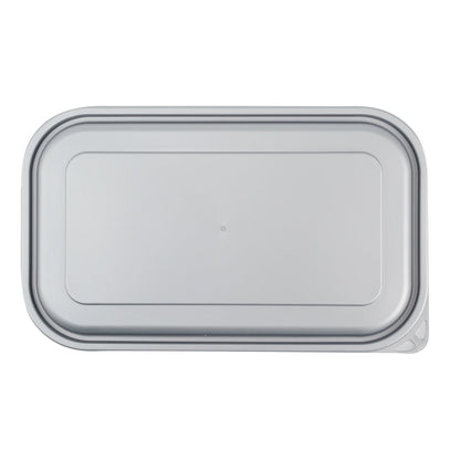Futura 34 oz Silver Plastic Heavy Duty Container - with Frosted Lid, Microwavable, Inserts Available - 8 1/4" x 5" x 2 1/2" - 100 count box