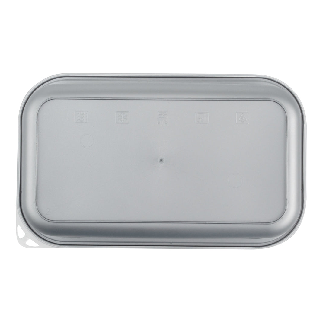 Futura 44 oz Silver Plastic Heavy Duty Container - with Frosted Lid, Microwavable, Inserts Available - 8 1/4" x 5" x 3 1/4" - 100 count box