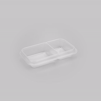 Futura 15 oz Clear Plastic Heavy Duty 2-Compartment Insert Tray - Fits 24, 34 and 44 oz Containers, Microwavable - 100 count box
