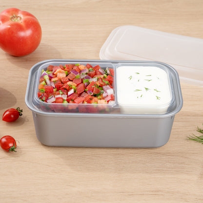 Futura 15 oz Clear Plastic Heavy Duty 2-Compartment Insert Tray - Fits 24, 34 and 44 oz Containers, Microwavable - 100 count box