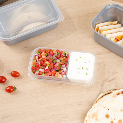 Futura 15 oz Clear Plastic Heavy Duty 2-Compartment Insert Tray - Fits 24, 34 and 44 oz Containers, Microwavable - 100 count box