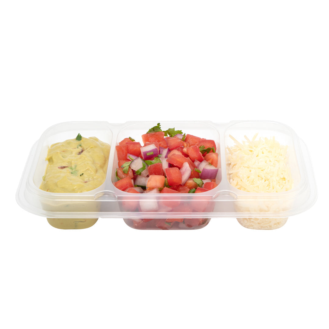 Futura 15 oz Clear Plastic Heavy Duty 3-Compartment Insert Tray - Fits 24, 34 and 44 oz Containers, Microwavable - 100 count box