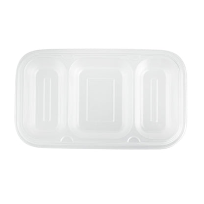 Futura 15 oz Clear Plastic Heavy Duty 3-Compartment Insert Tray - Fits 24, 34 and 44 oz Containers, Microwavable - 100 count box