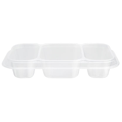 Futura 15 oz Clear Plastic Heavy Duty 3-Compartment Insert Tray - Fits 24, 34 and 44 oz Containers, Microwavable - 100 count box