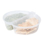 Futura 6 oz Clear Plastic Snack / Condiment Container - with Lid, 2-Compartment, Microwavable - 4" x 3 1/4" x 1" - 100 count box