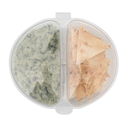 Futura 6 oz Clear Plastic Snack / Condiment 2-Compartment Container - with Lid, Microwavable - 4" x 3 3/4" x 1" - 500 count box