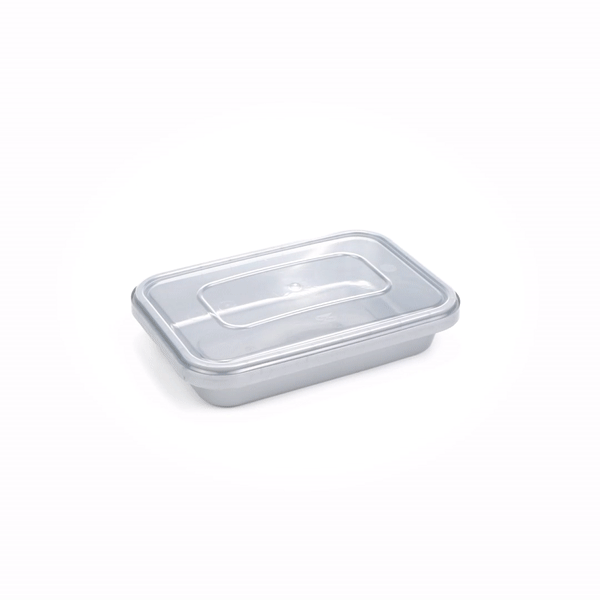 Futura 18 oz Silver Plastic Tamper-Evident Container - with Clear Lid, Microwavable - 7" x 4 3/4" x 1 1/4" - 100 count box