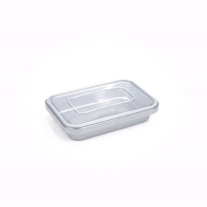 Futura 18 oz Silver Plastic Tamper-Evident Container - with Clear Lid, Microwavable - 7" x 4 3/4" x 1 1/4" - 100 count box