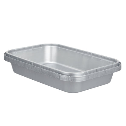 Futura 18 oz Silver Plastic Tamper-Evident Container - with Clear Lid, Microwavable - 7" x 4 3/4" x 1 1/4" - 100 count box