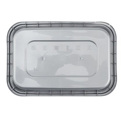 Futura 18 oz Silver Plastic Tamper-Evident Container - with Clear Lid, Microwavable - 7" x 4 3/4" x 1 1/4" - 100 count box