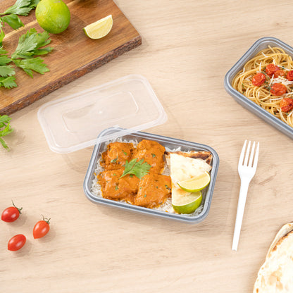 Futura 18 oz Silver Plastic Tamper-Evident Container - with Clear Lid, Microwavable - 7" x 4 3/4" x 1 1/4" - 100 count box
