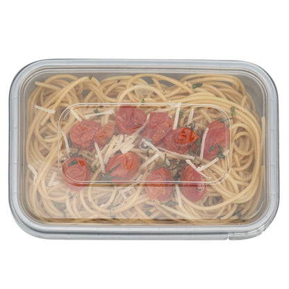 Futura 24 oz Silver Plastic Tamper-Evident Container - with Clear Lid, Microwavable - 7" x 4 3/4" x 1 3/4" - 100 count box