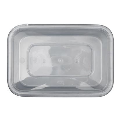 Futura 24 oz Silver Plastic Tamper-Evident Container - with Clear Lid, Microwavable - 7" x 4 3/4" x 1 3/4" - 100 count box